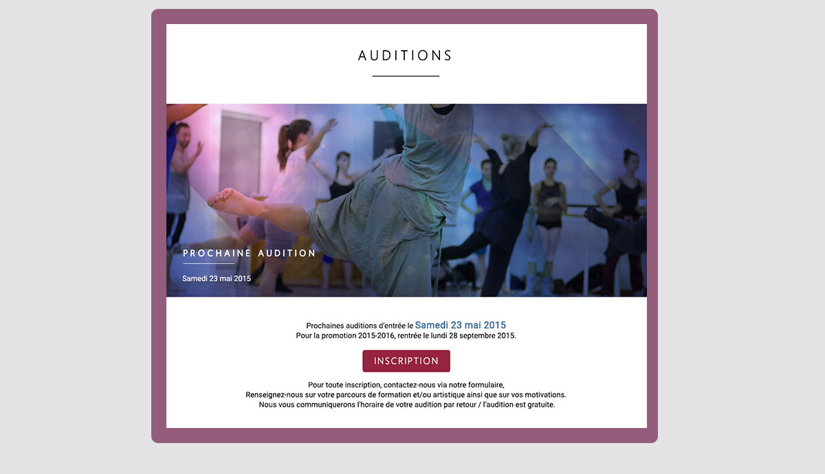 Audition screen